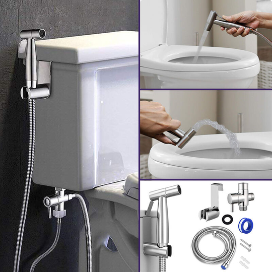 Contemporary Chrome Handheld Bidet Toilet Sprayer Jet Kit