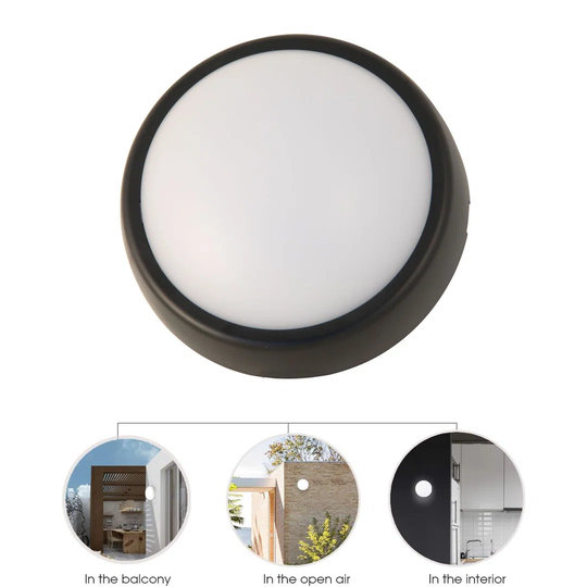 Round LED Ceiling Light 700 Lumens. Packed With 2 Frames (White And Black). Indoor Or Outdoor: IP54. Quick And Easy Installation. For Garages, Balconi