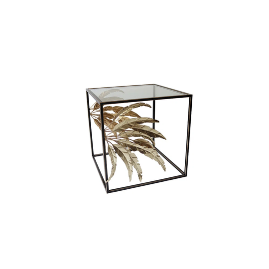 3D SIDE TABLE MOVING LEAVES BLACK/GOLD
