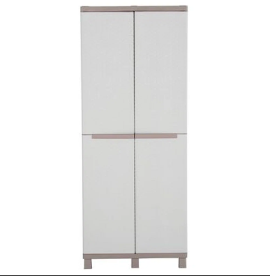 Storage Cabinet with 2 Doors 68x37.5x170 cm Light Grey and Beige