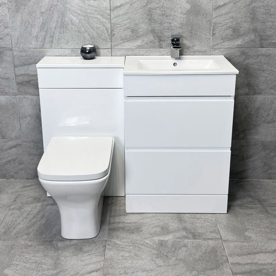 1100mm Luna Vanity Furniture Basin Sink and Toilet Set Bathroom Suite Units, Without Tap