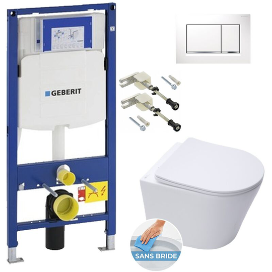Toilet set Frame UP320 + Infinitiorimless wc + Softclose seat + White flush plate (GebInfinitio-H) - Geberit