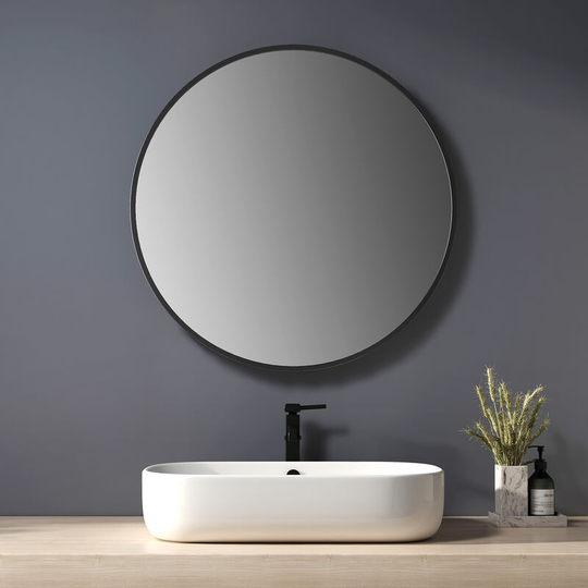 Bathroom Mirror Φ70cm Round Mirror Wall Mirror Black Wall Decoration for Bathroom Bedroom Living Room Entrance - Heilmetz