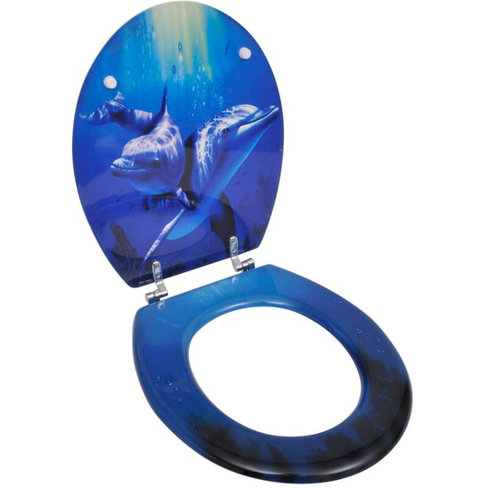 Wc Toilet Seat mdf Lid Dolphins - Multicolour