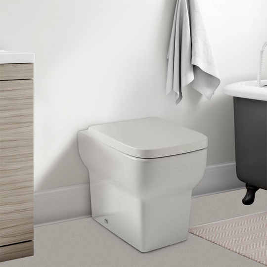 NRG - Bathroom Back To Wall btw Toilet Pan wc White with Soft Close Seat