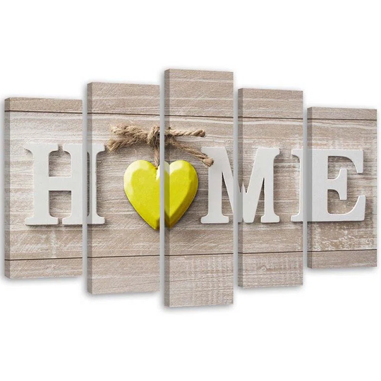 Canvas Print Home Heart Yellow Beige