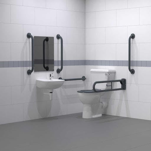 Nymas NymaPRO Close Coupled Doc M Pack Dark Grey Grab Rails Exposed Fixings - DM200K/DG