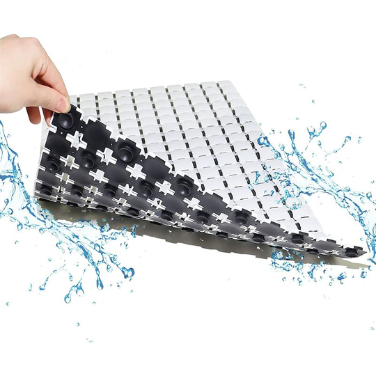 38.5*68cm Bathtub Shower Non Slip Mats, Bath Mat with Drain Hole and Strong Suction Cup (White)