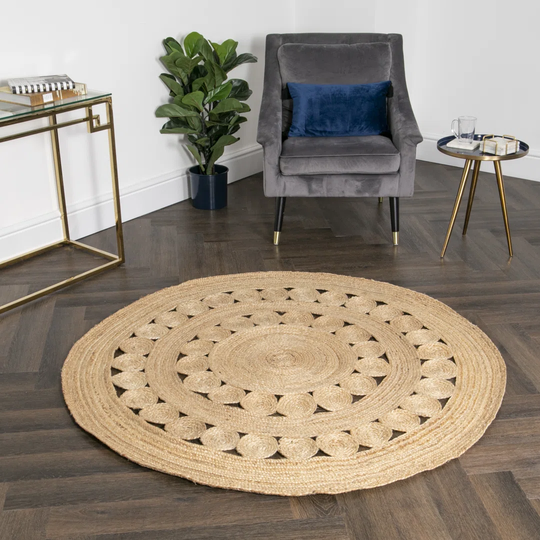 Circle Pattern Round Jute Rug