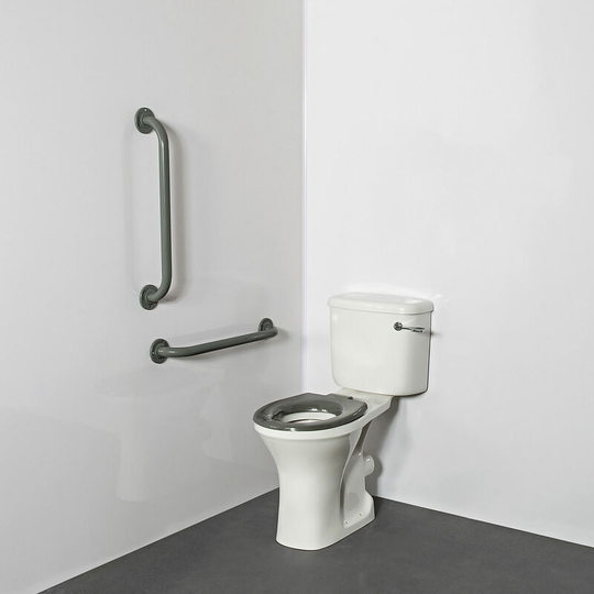 Nymas - NymaPRO Close Coupled Ambulant Doc m Toilet Pack with Concealed Fixings - Grey Grab Rails