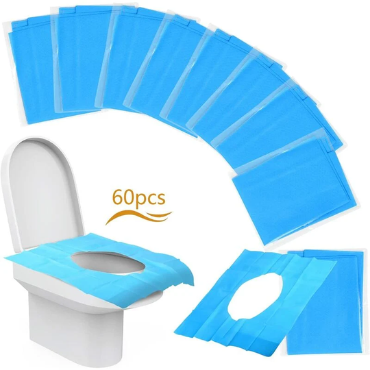 60 Pieces Disposable Toilet Protector Antibacterial Public Toilet Seat Cover for Hotel Park Travel Toilet Seat Cover Individually Wrapped (60x40cm)
