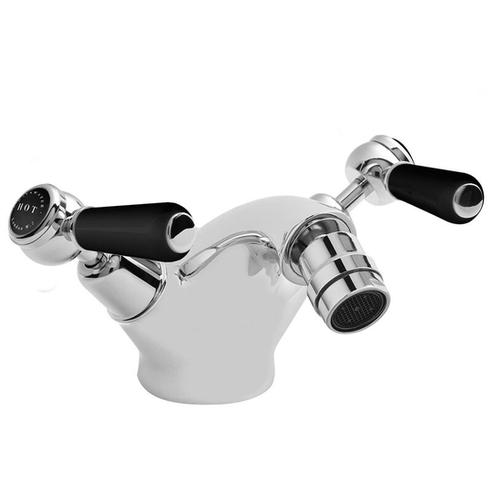 Lever Dome Mono Bidet Mixer Tap with Waste - Black/Chrome - Bayswater