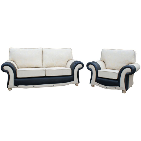 Kelly 3 Seater + Armchair Fabric Sofa Settee Pimlico Floral Cream
