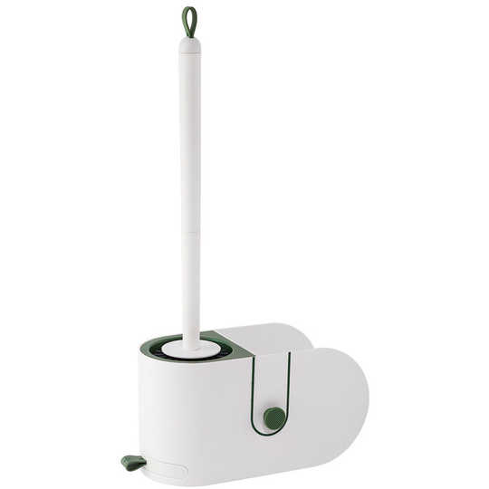 Wall mounted toilet brush without punch, no dead corner, household toilet cleaning brush, silicone cover for white toilet holder device