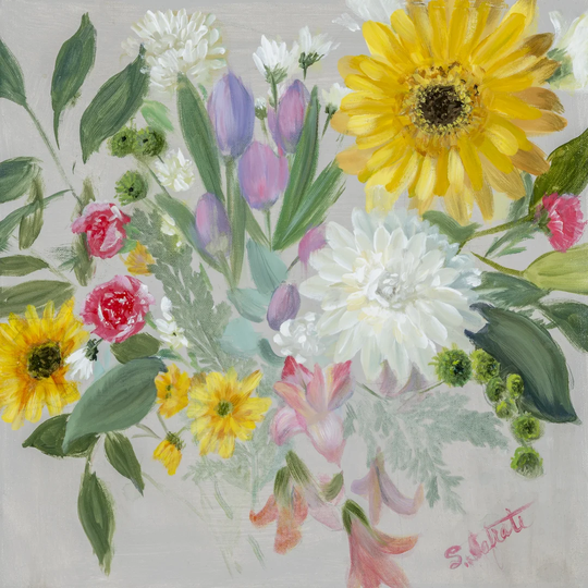 Floral Burst II by Sandra Iafrate - Wrapped Canvas Painting
