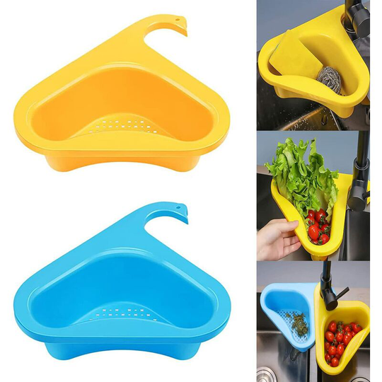 Sink Colander, 2 pcs Plastic Colander, for Fruits, Vegetables, Leftovers, Yellow, Blue