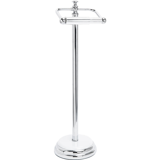Opera Polished Chrome Floor Standing Toilet Roll Holder - Silver