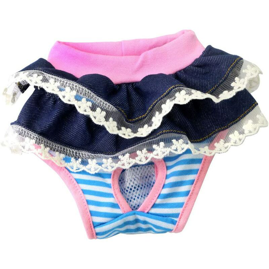 Dog Diaper Physiological Pet Dog Short Puppy Diapers Pants Breathable Panties (xl: denim dress waist 30cm)