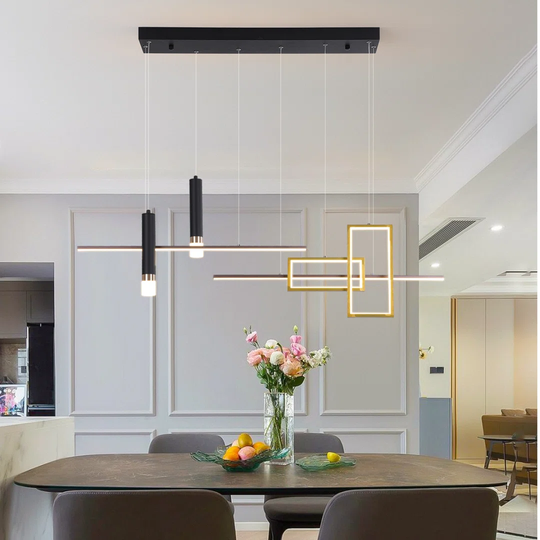 Quamba 6 - Light Kitchen Island Geometric LED with Wrought Iron Accents