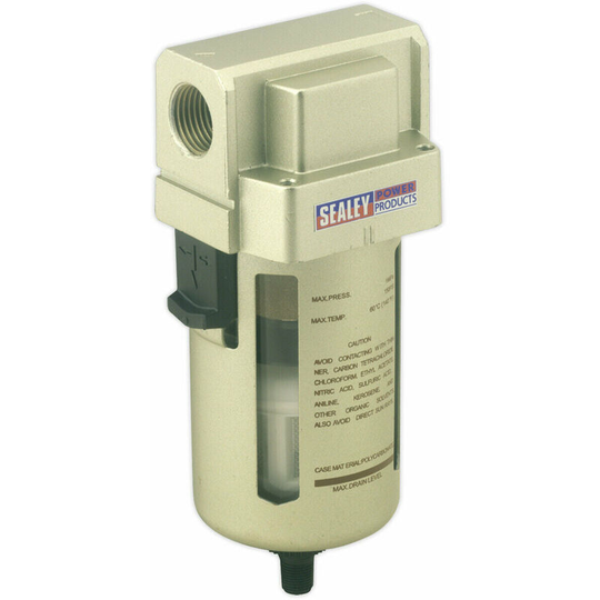 Loops - Workshop Air Supply Filter - Auto Drain Valve - 140cfm Max Airflow - 1/2' bsp