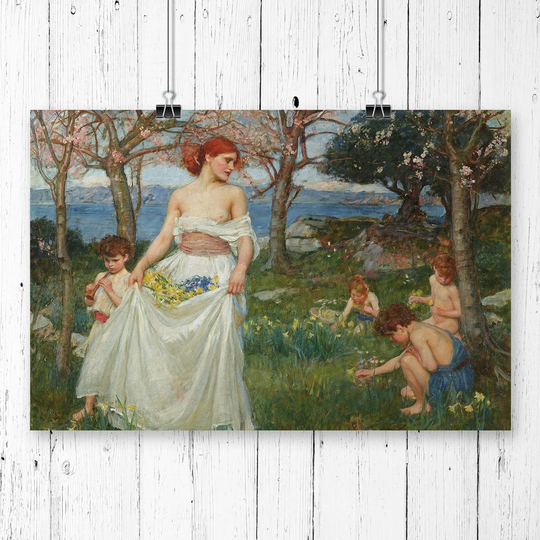 'The Field of Spring' by John William Waterhouse Painting Print
