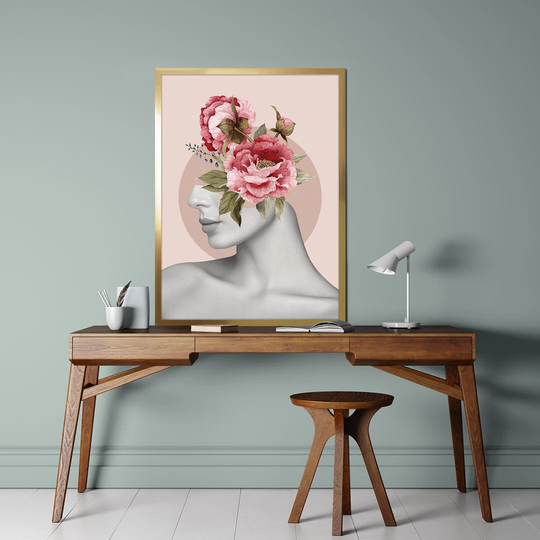 Woman with a Flower Clip - Picture Frame Graphic Art