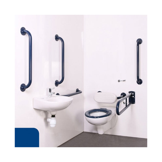 Nyma pro Wall Hung Doc m Pack Concealed Fixings White - 5 x Dark Blue Grab Rails - Nymas