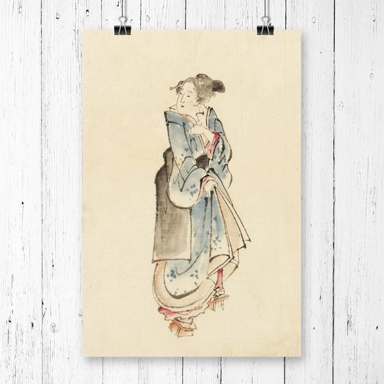 'Hokusai Woman Walking Japanese Oriental Art' Graphic Art