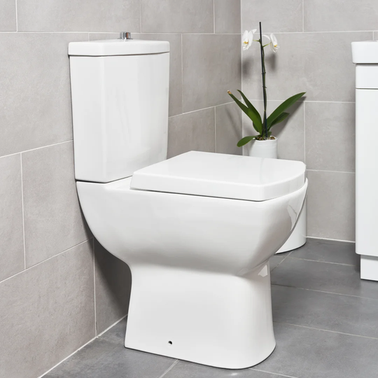 Bayfield Close Coupled Toilet Button Flush and Soft Close Seat