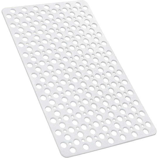 Kartokner - Bathtub Mat Non Slip with Suction Cups, Machine Washable, with Drain Holes 30 x 17 In (White)