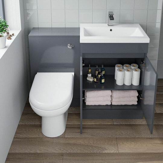 Aurora - Bathroom Vanity Unit Basin Sink Toilet wc 600mm Furniture Storage Modern Grey - Grey