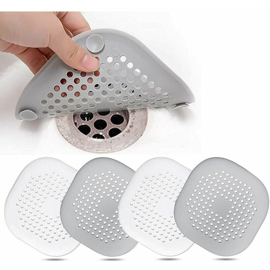 4 Pcs Silicone Drain Protector, Kitchen Sink Filter with Suction Cup, Tub Drain Cover Filter, Kitchen And Bathroom Sink Filter.