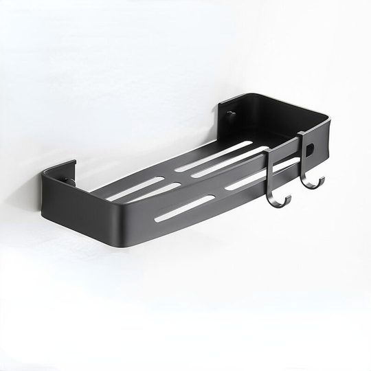 Bathroom Shower Shelf Self Adhesive Glue Bathroom Accessories Storage Rustproof Tidy Toilet Shower Towel Rectangle Black