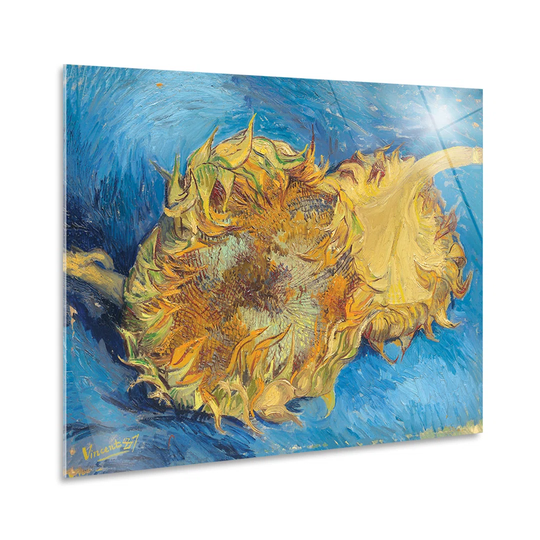 Two Cut Sunflowers by Vincent Van Gogh - Unframed Painting on Glass