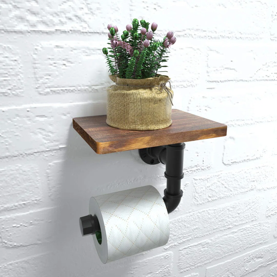 Industrial Toilet Roll Holder With Shelf, Wall Mounted Toilet Paper Holder, Vintage Bathroom Accessories, Rustic Home Dcor