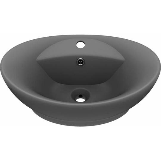 Luxury Basin Overflow Oval Matt Dark Grey 58.5x39 cm Ceramic Vidaxl Grey