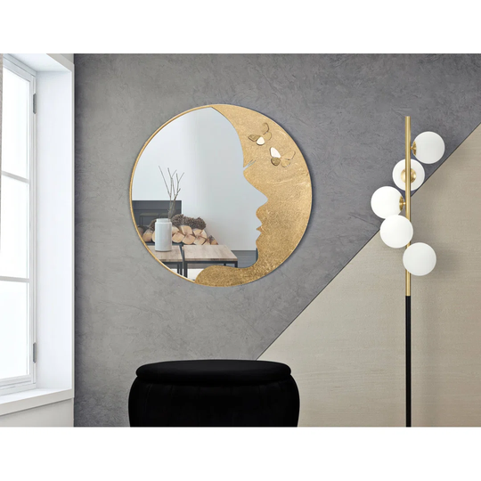 Maratea Round Metal Framed Wall Mounted Accent Mirror in Gold