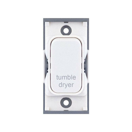 20A Double Pole Switch Module Engraved 'Tumble Dryer' - White - White - Selectric