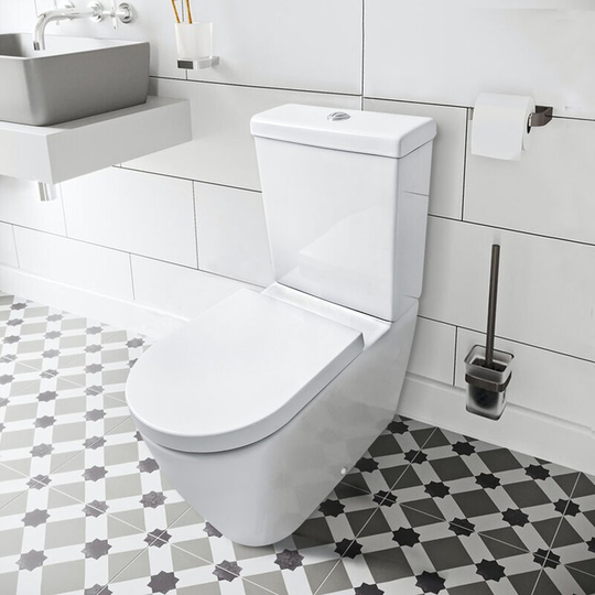 NRG - Bathroom Close Coupled Toilet White Ceramic Soft Close Seat wc Pan with Cistern