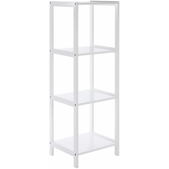 4 Tier Pine Wood Bathroom Shelf With Square Shelves White Finish Bathroom Organiser / Storage Shelving Unit For Garage Shelves 36 x 112 x 36
