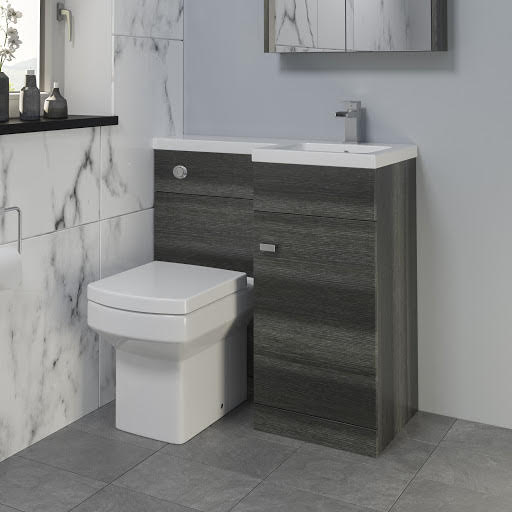 Royan Toilet & Aurora Basin Vanity Unit Combination with Door - 900mm Charcoal Grey Right Hand