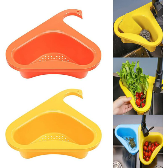Sink Colander, 2 pcs Plastic Colander, for Fruits, Vegetables, Leftovers, Orange and Yellow