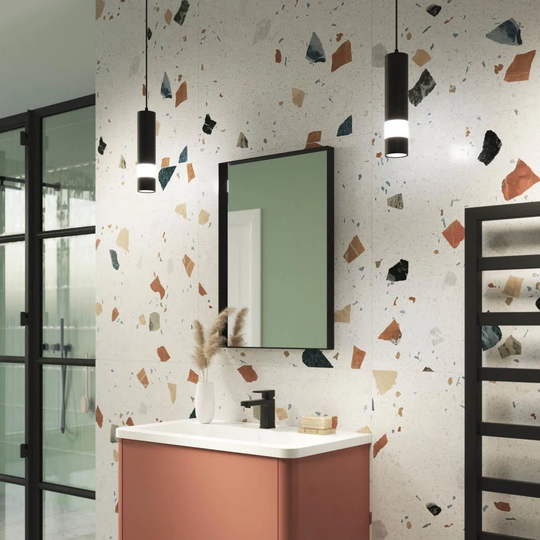 Metal Framed Wall Mounted Bathroom Mirror in Black