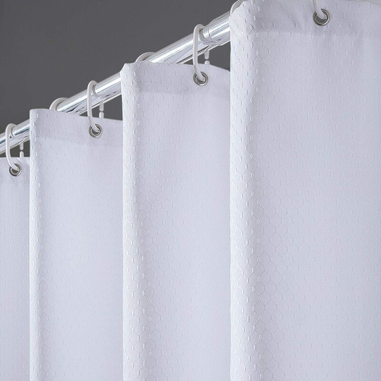 1Piece Mildew Proof Shower Curtain Waterproof Fabric Thick Washable Polyester Shower Curtains for Bathtub or Bathroom White Waffle 180x200cm