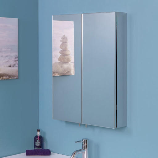 Croydex Anton Double Door Stainless Steel Mirror Cabinet 670 x 500mm - WC756105