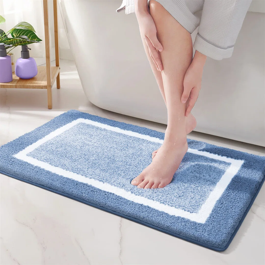 40 X 60Cm Microfiber Soft Bath Mat, Non-Slip Bathroom Mats Machine-Washable, Shower Water Absorbent Bath Rug Durable Floor Mats (Grey)