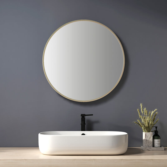 Bathroom Mirror Φ60cm Round Mirror Wall Mirror Gold Wall Decoration for Bathroom Bedroom Living Room Entrance - Heilmetz
