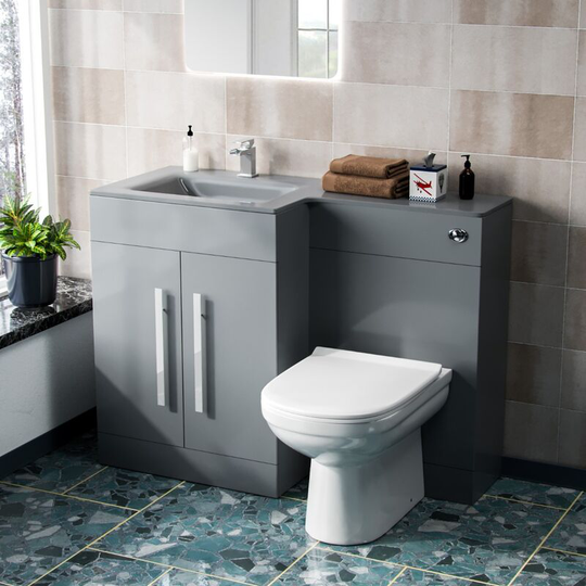 Neshome - Aric lh 1100mm Vanity Basin Unit, wc Unit & Elso Back To Wall Toilet Light Grey