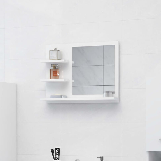 Bathroom Mirror High Gloss White 60x10.5x45 cm Chipboard