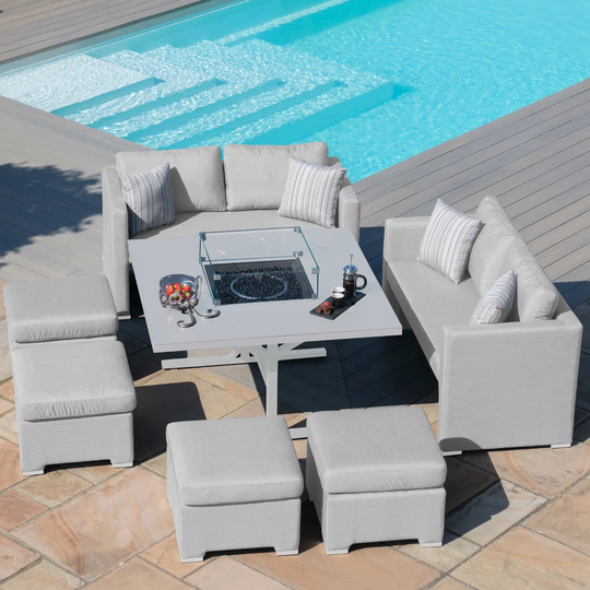 Wodonga Outdoor Fabric Cube Sofa Set - with Fire Pit